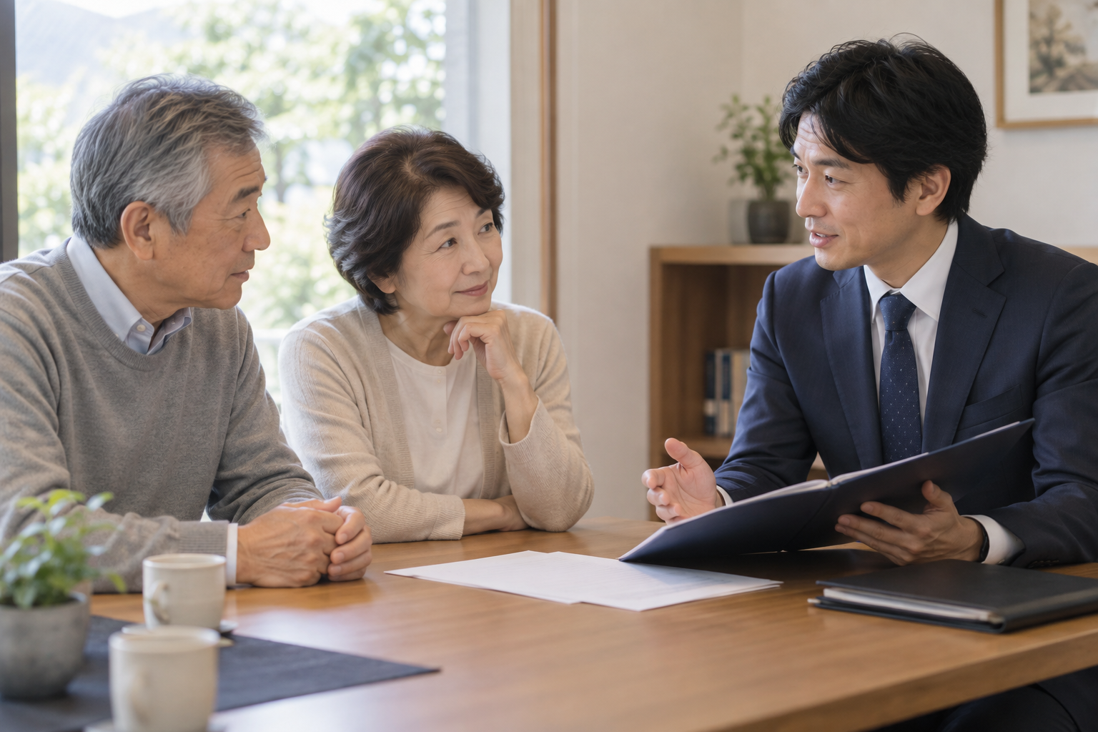 遺言や相続について行政書士へ相談する夫婦のイメージ